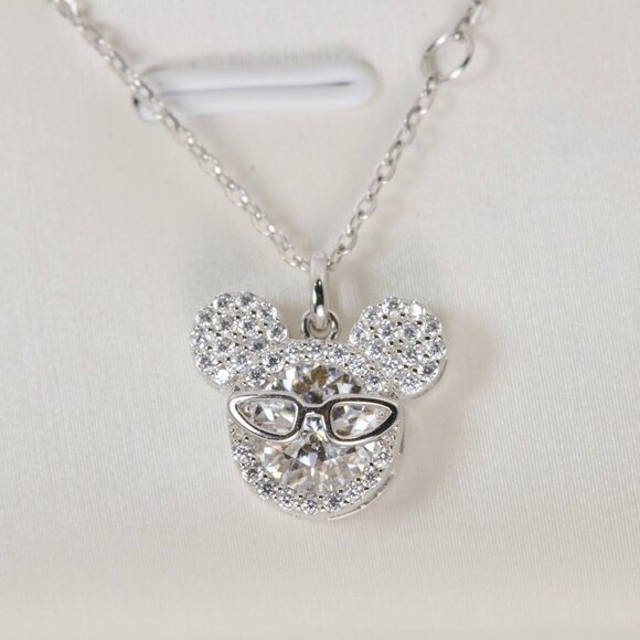 GRA Certified 1ct Mickey Mouse Moissanite Pendant 18" 925 Sterling - Picture 1 of 3